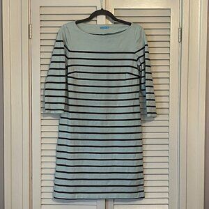 J. McLaughlin Sylvie boatneck breton stripe 3/4 sleeve dress women blue small